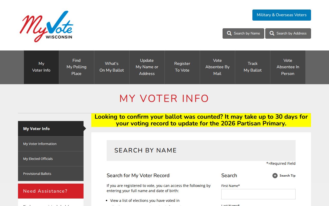 MyVote Wisconsin page for Franklin ward and personal voter information