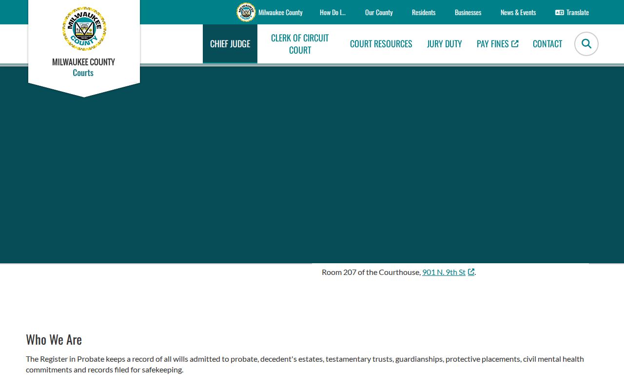 Milwaukee County Probate Court access page used to verify Franklin family records