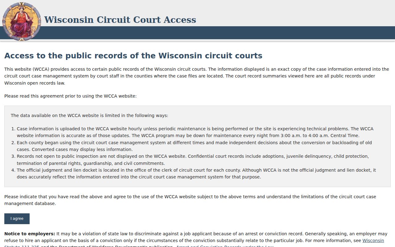 Wisconsin Circuit Court Access screen for a Franklin name search